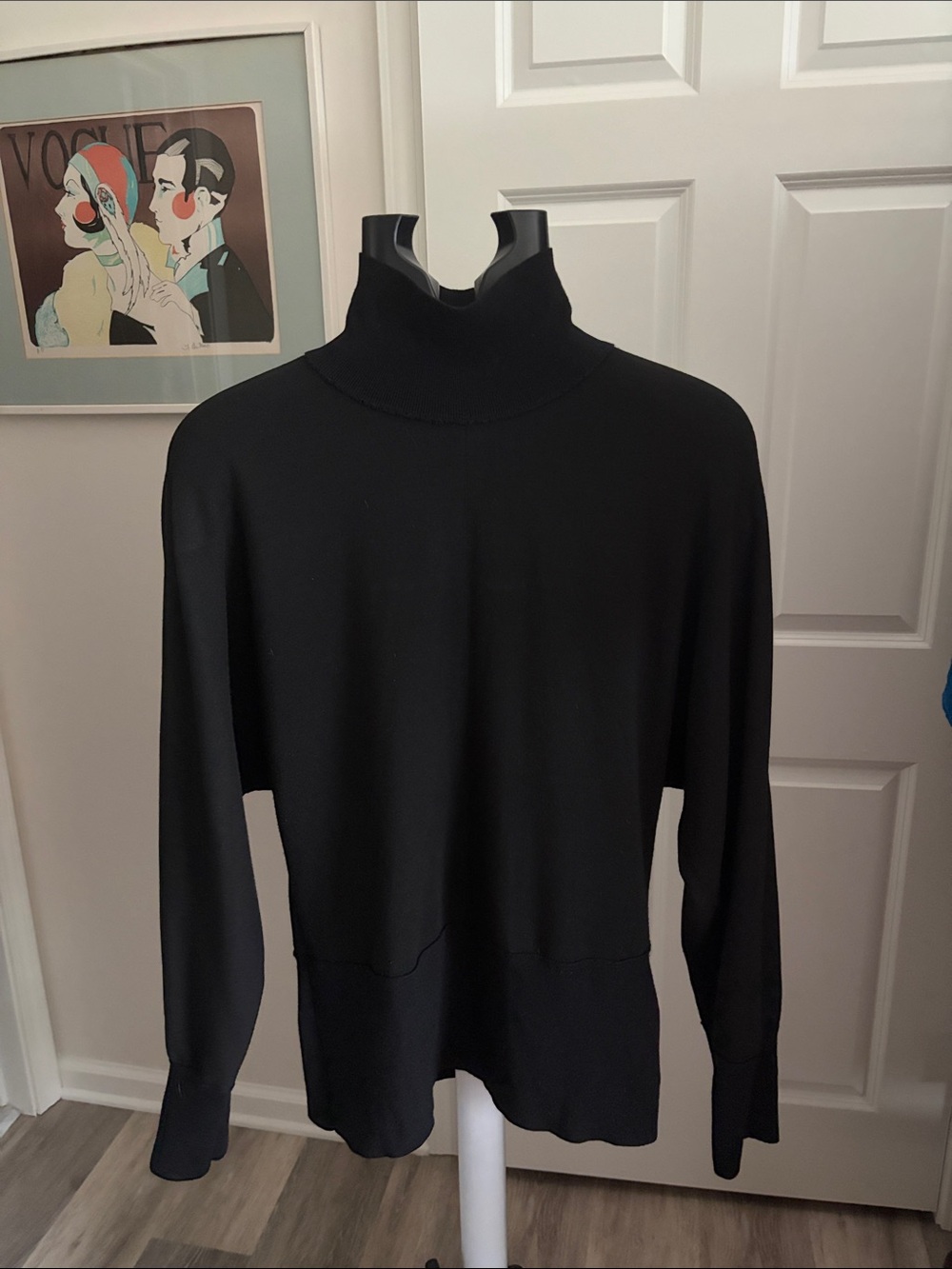 Theory Black Mock Neck Sweater with Dolman Sleeves Size L